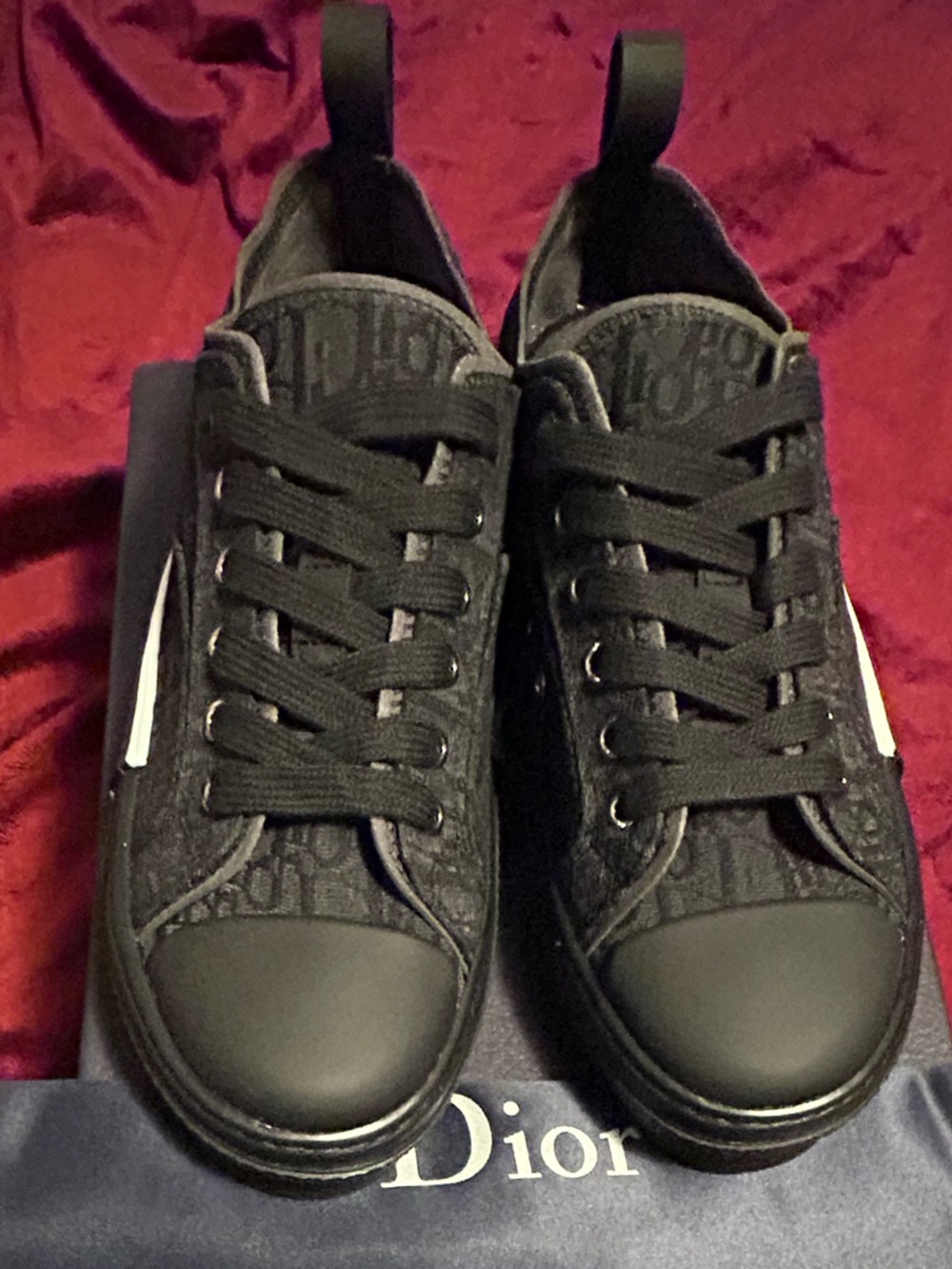 Dior B23 Low Black Men's Low-Top Jacquard Sneakers - Picture 2 of 6